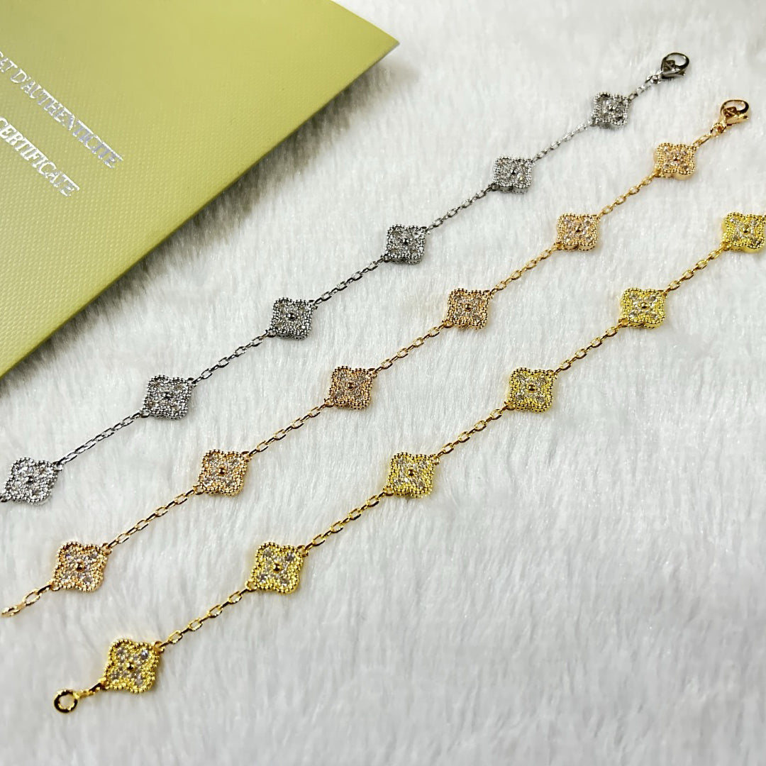 [Glimmer]クローバー 6 モチーフ ダイヤモンド ブレスレット