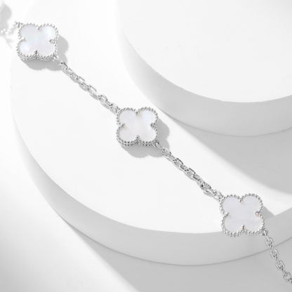 [Glimmer]CLOVER 10 MOTIFS WHITE MOTHER OF PEARL NECKLACE