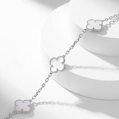 [Glimmer]CLOVER 10 MOTIFS WHITE MOTHER OF PEARL NECKLACE