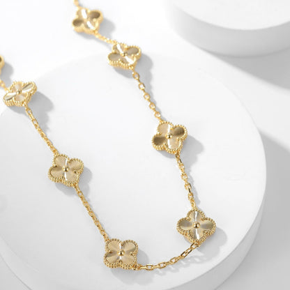 [Glimmer]CLOVER 10 MOTIFS LASER NECKLACE