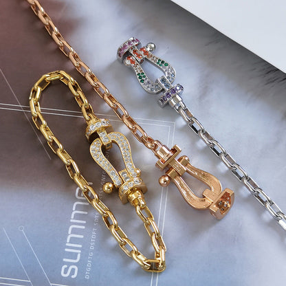 [Glimmer]FORCE LARGE HORSESHOE CLASP  METAL BRACELET