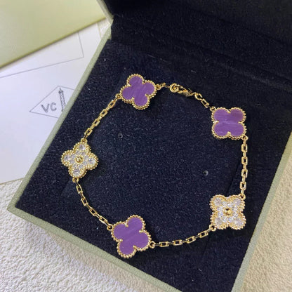 [Glimmer] CLOVER 5 MOTIF VIOLET ブレスレットコレクション