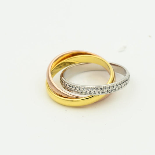 [Glimmer Jewelry]TRINITY RING GOLD PINK GOLD SILVER DIAMONDS