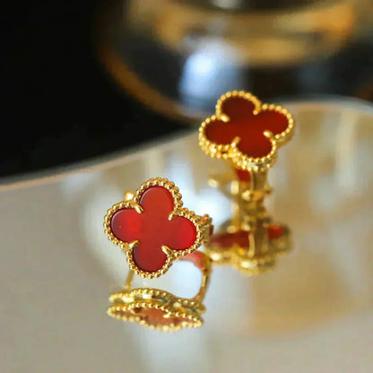[Glimmer]CLOVER MEDIUM 1 MOTIFS CARNELIAN EARRINGS