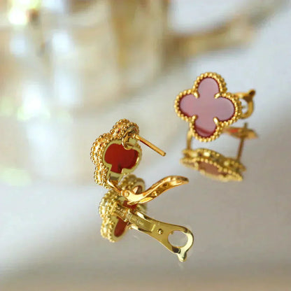 [Glimmer]CLOVER MEDIUM 1 MOTIFS CARNELIAN EARRINGS