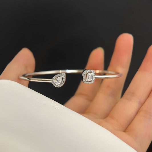[Glimmer]JONC FLEX MY TWIN TOI & MOI SILVER DIAMOND BRACELET