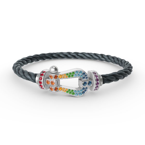 [Glimmer]FORC LARGE HORSESHOE  COLORED DIAMOND BRACELET SILVER