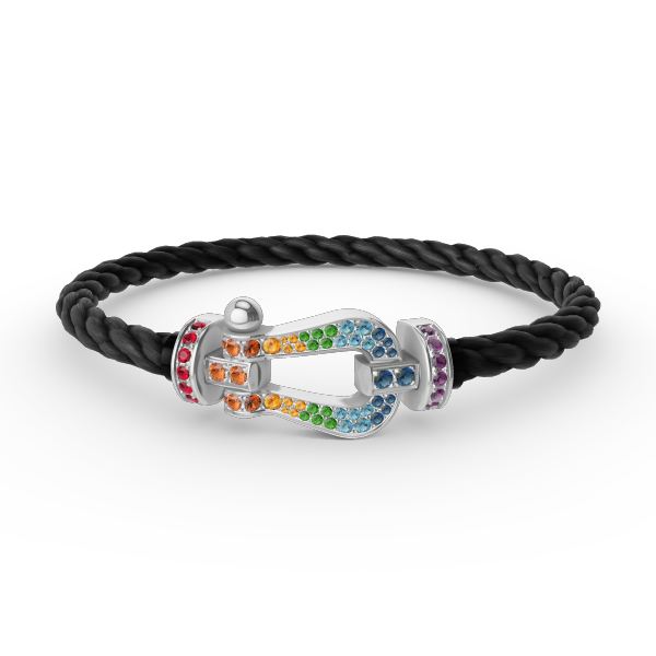 [Glimmer]FORC LARGE HORSESHOE  COLORED DIAMOND BRACELET SILVER