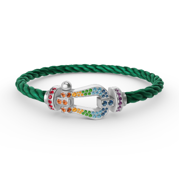 [Glimmer]FORC LARGE HORSESHOE  COLORED DIAMOND BRACELET SILVER