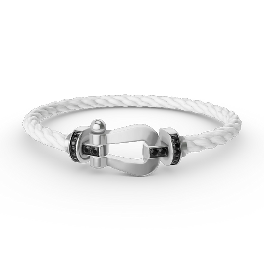 [Glimmer]フォースラージホースシューブラックダイヤモンドブレスレットシルバー