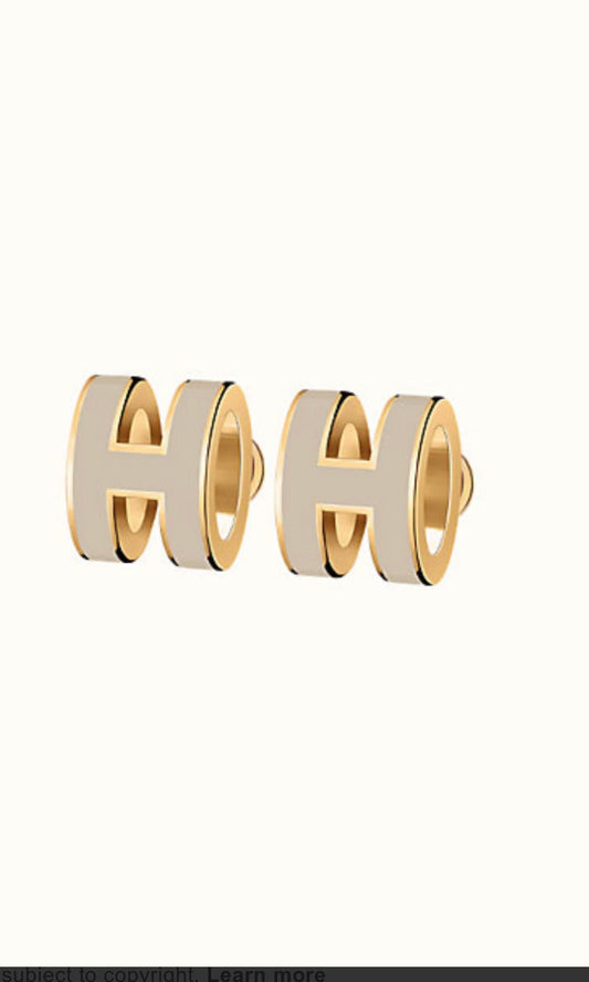 [Glimmer]MINI POP H GOLD EARRINGS GREY