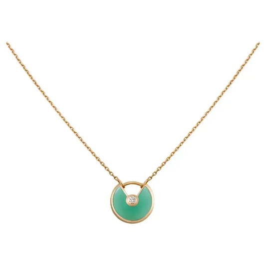 [Glimmer]AMULETTE GOLD MALACHITE NECKLACE