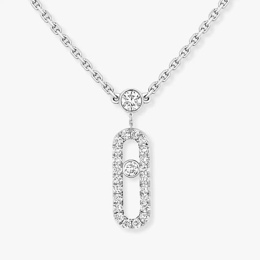 [Glimmer]2 Rows Rose Gold Diamond Pave_ Necklace Move Uno