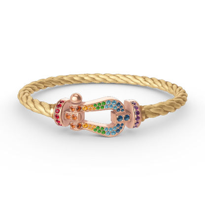 [Glimmer]FORCE LARGE HORSESHOE  COLORED DIAMOND BRACELET Glimmer GOLD