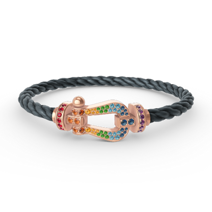 [Glimmer]FORCE LARGE HORSESHOE  COLORED DIAMOND BRACELET Glimmer GOLD