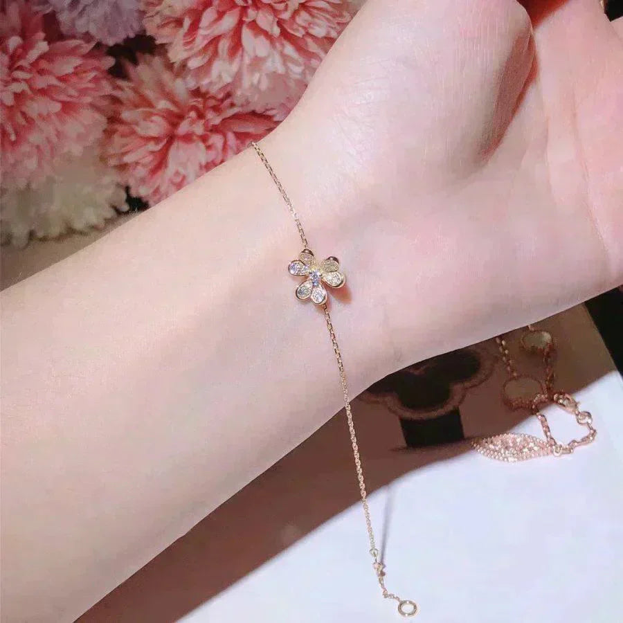 [グリマー]フリヴォル ゴールド フラワー ダイヤモンド ブレスレット