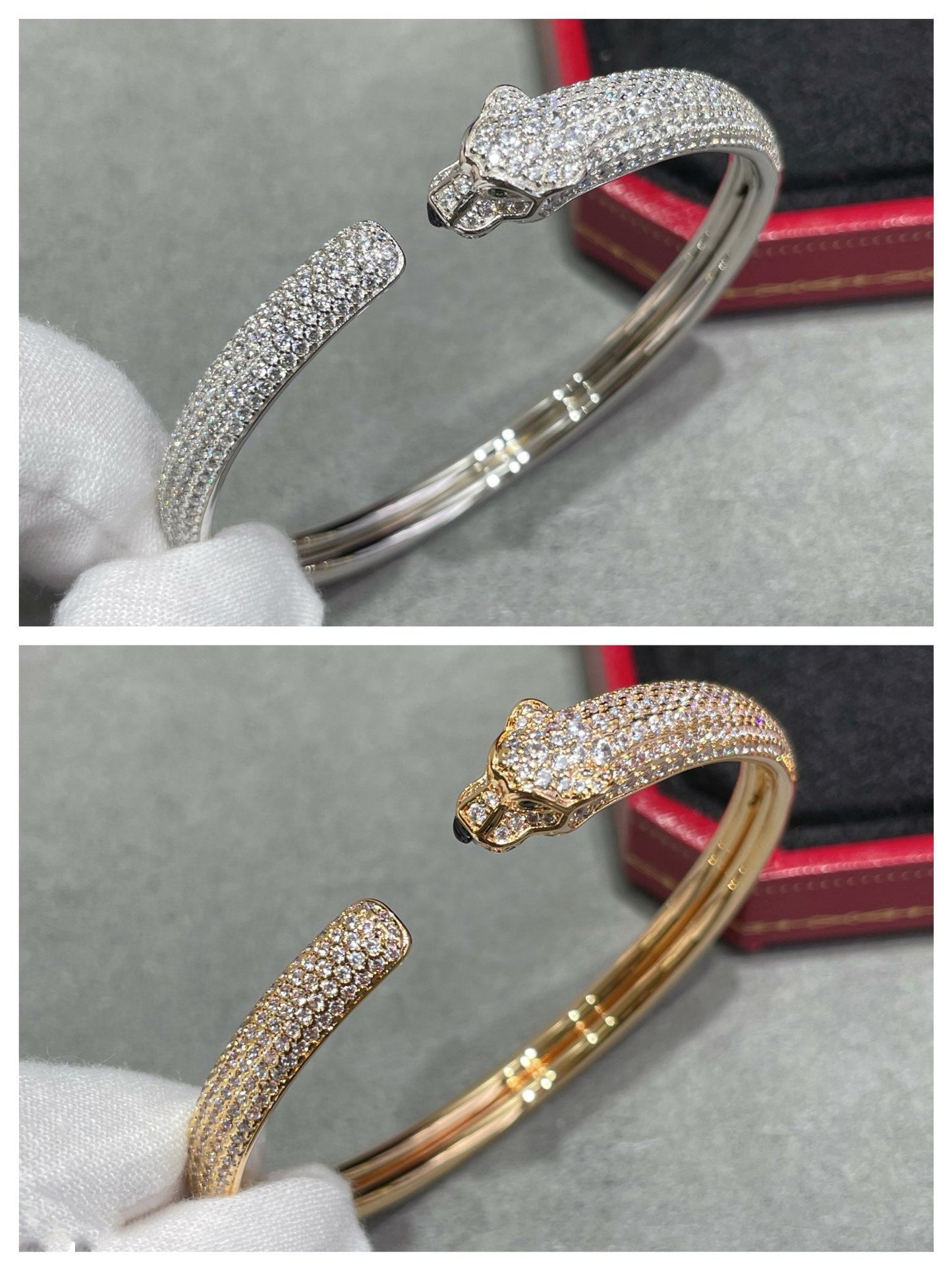 [Glimmer]PANTHERE FULL DIAMOND OPEN BRACELET